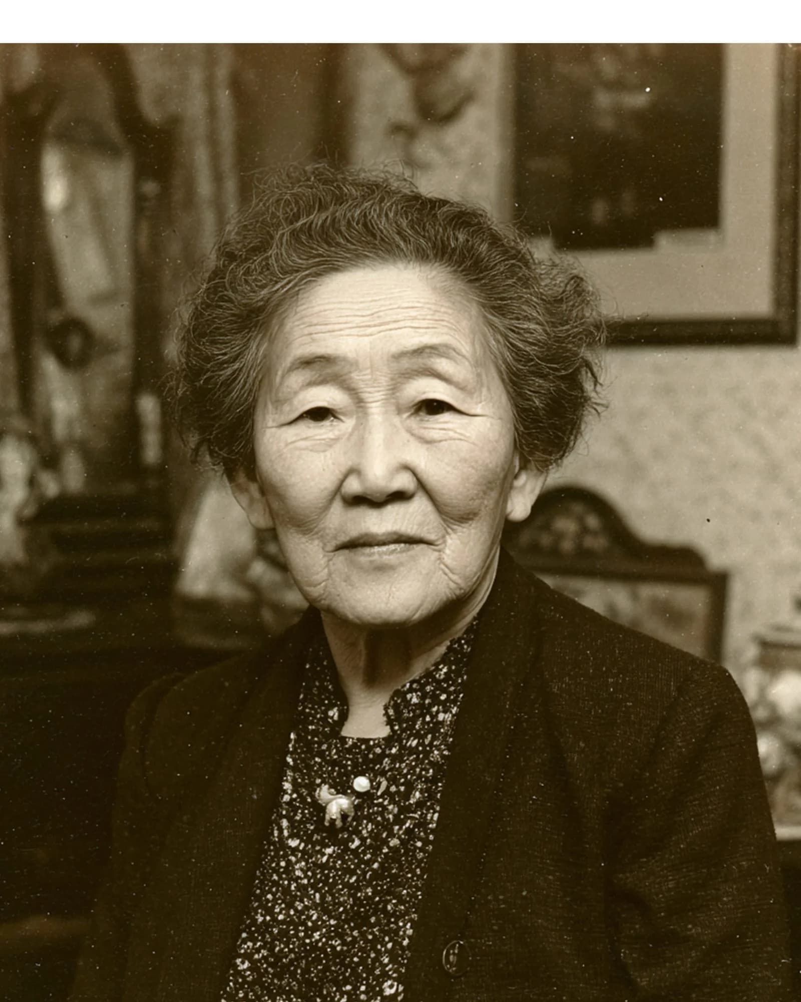 한복 영정사진 — 옛 흑백 사진으로 어머님 한복 영정 새로 모시기 — before