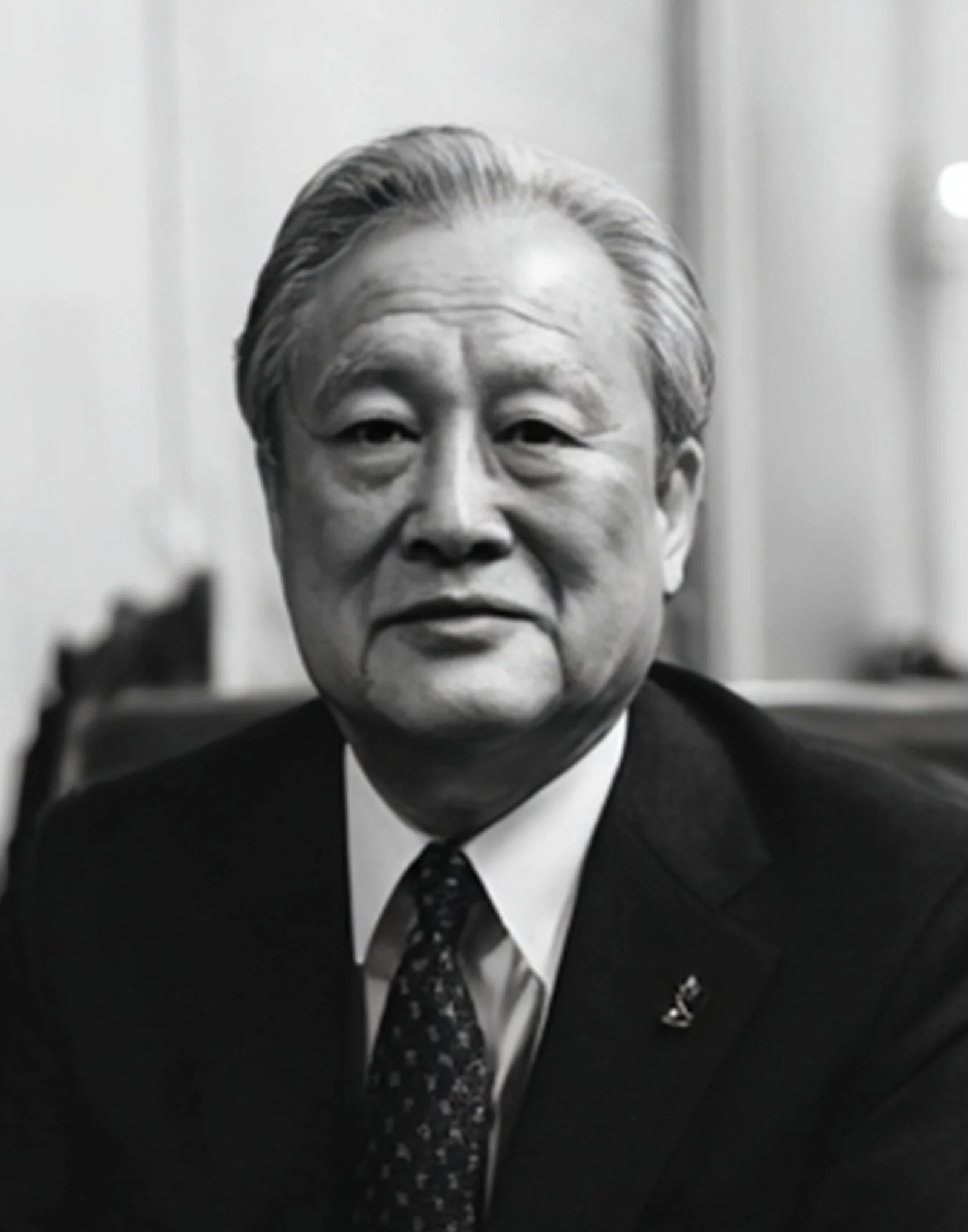 Suit memorial portrait — attire conversion from casual to formal — before