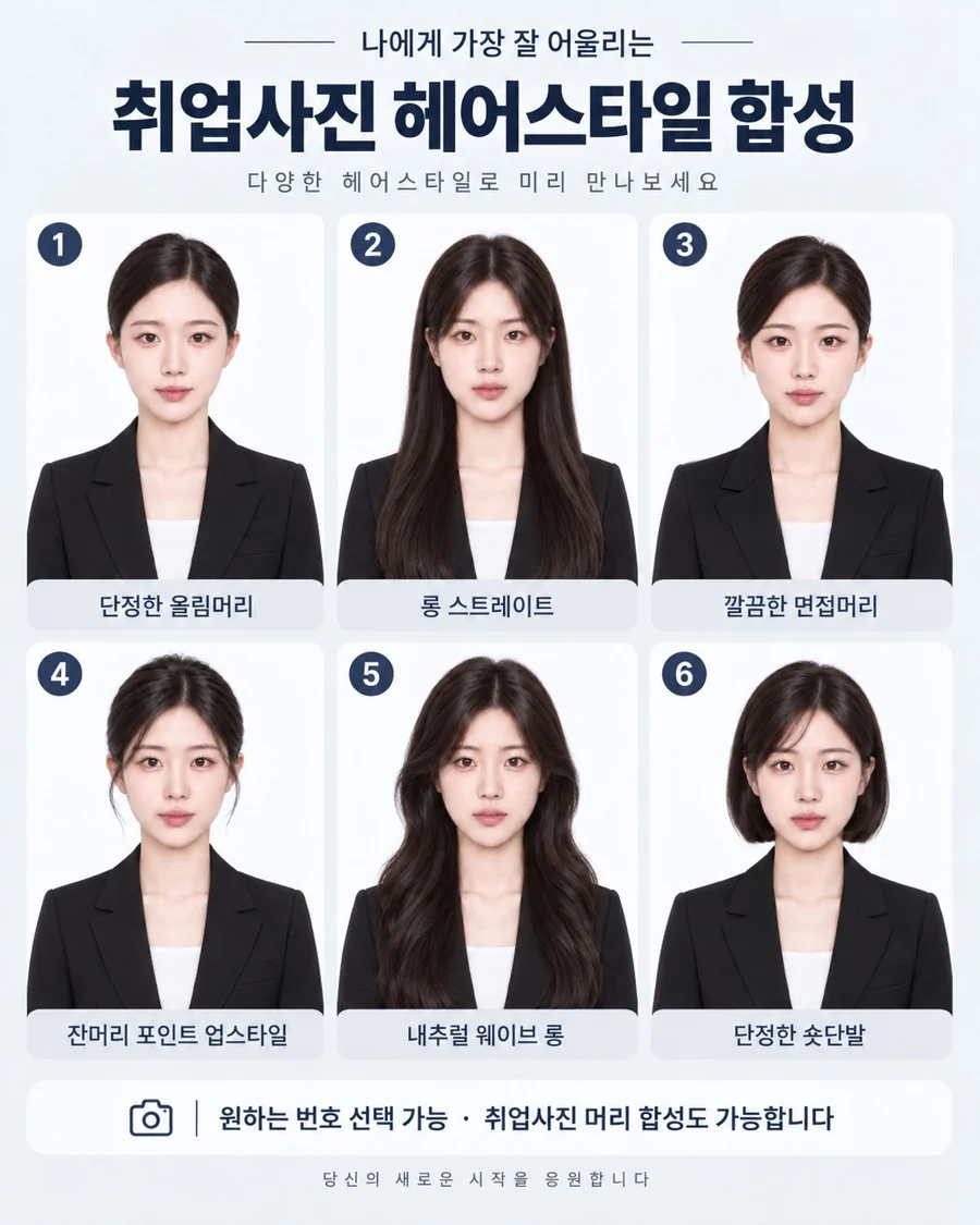 여자 헤어스타일 합성 6가지 예시