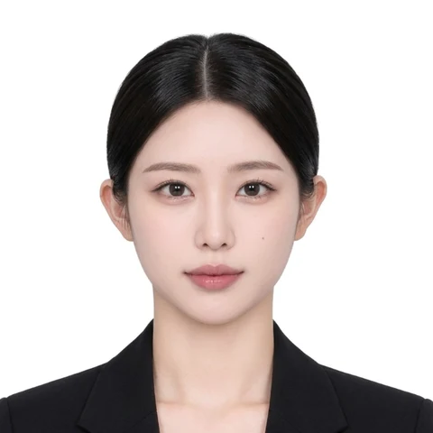 미국비자 5×5cm 증명사진 예시 (눈썹 끝·얼굴 윤곽이 다 보이는 헤어)